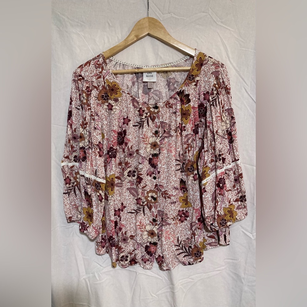 Pink Floral Knox Rose Button Down Blouse from Target  Size XXL